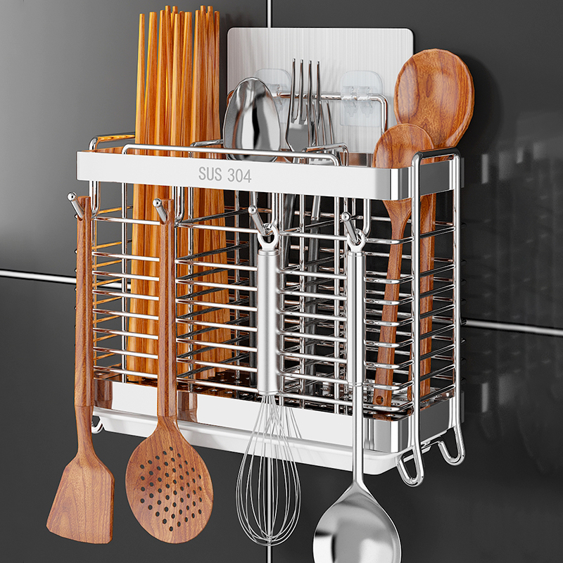 不锈钢筷子收纳盒厨房筷子笼壁挂式筷笼家用刀具勺子筷子筒置物架