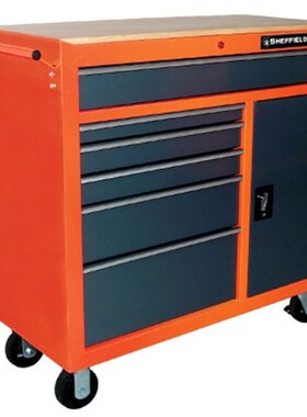 钢盾8抽屉工具车带自锁功能烤漆木质工作台工具推车S025008