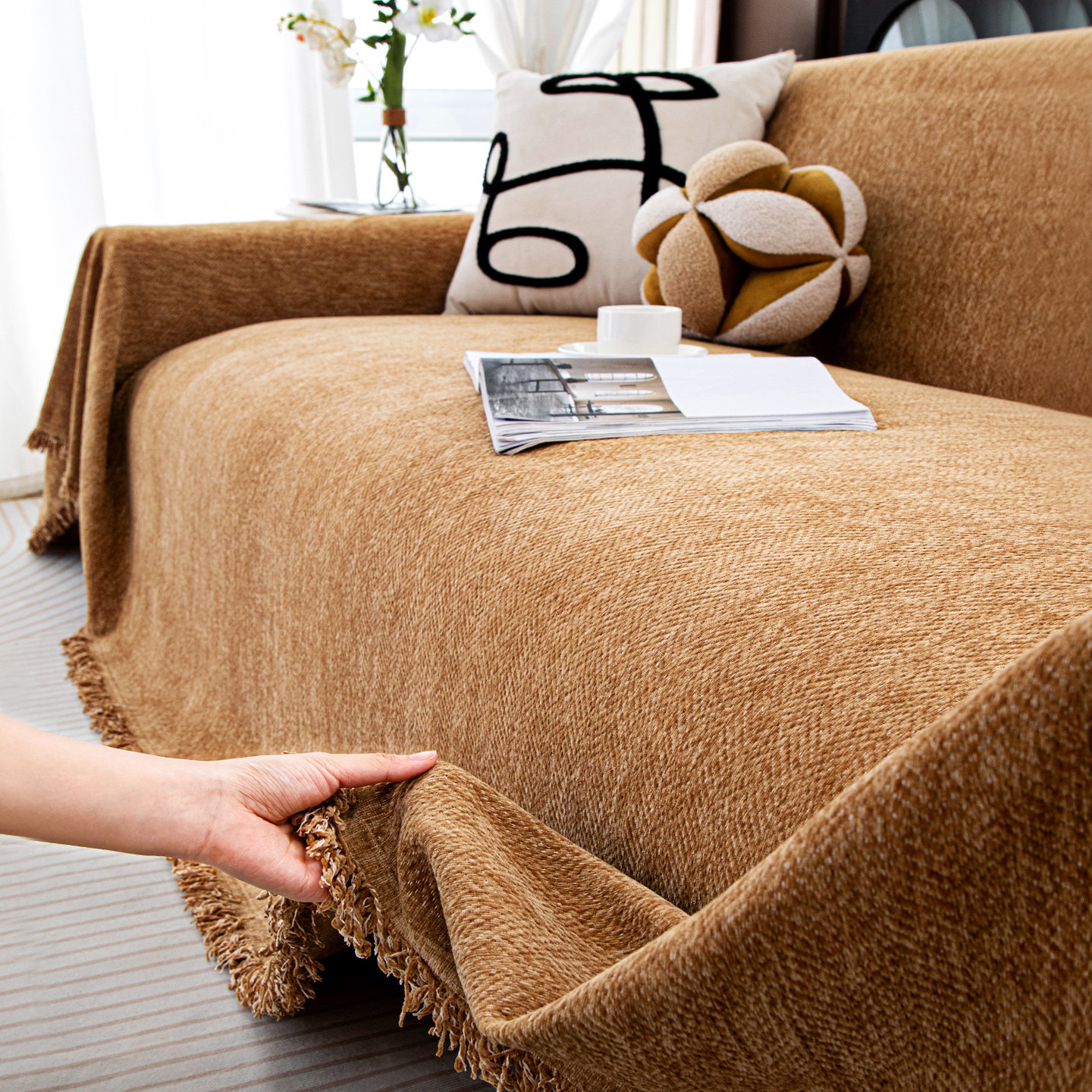 龙憩阁沙发垫美拉德风2026新款简约防滑沙发盖巾客厅高级感盖布罩,居家布艺,沙发垫,淘宝优惠券,粉丝福利购,淘宝优惠卷