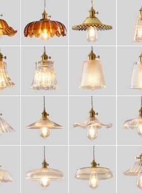 老上海床头吊灯餐厅loft复古黄铜玻璃灯北欧吧台民宿绿色花苞灯具