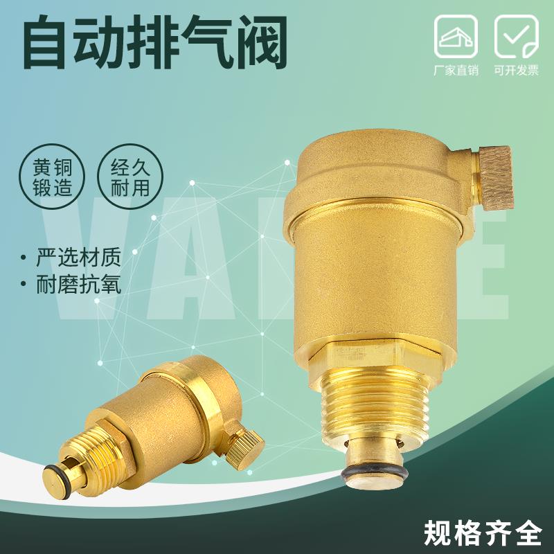 全铜自动排气阀家用暖气片50地暖25分水器20水管4分6分1寸2寸dn15