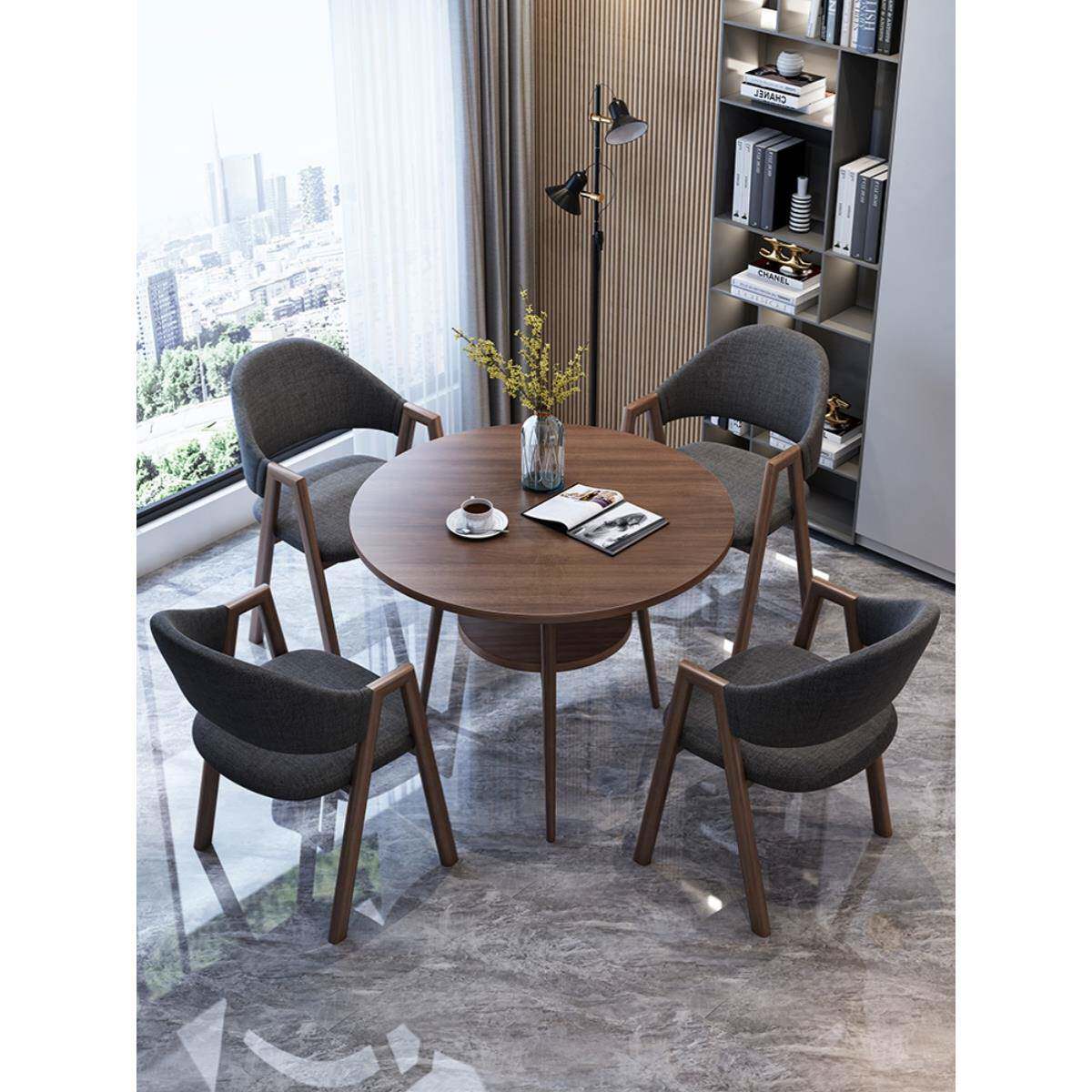 简约现代洽谈桌椅组合售楼处休闲会客接待谈判休息区小圆桌子