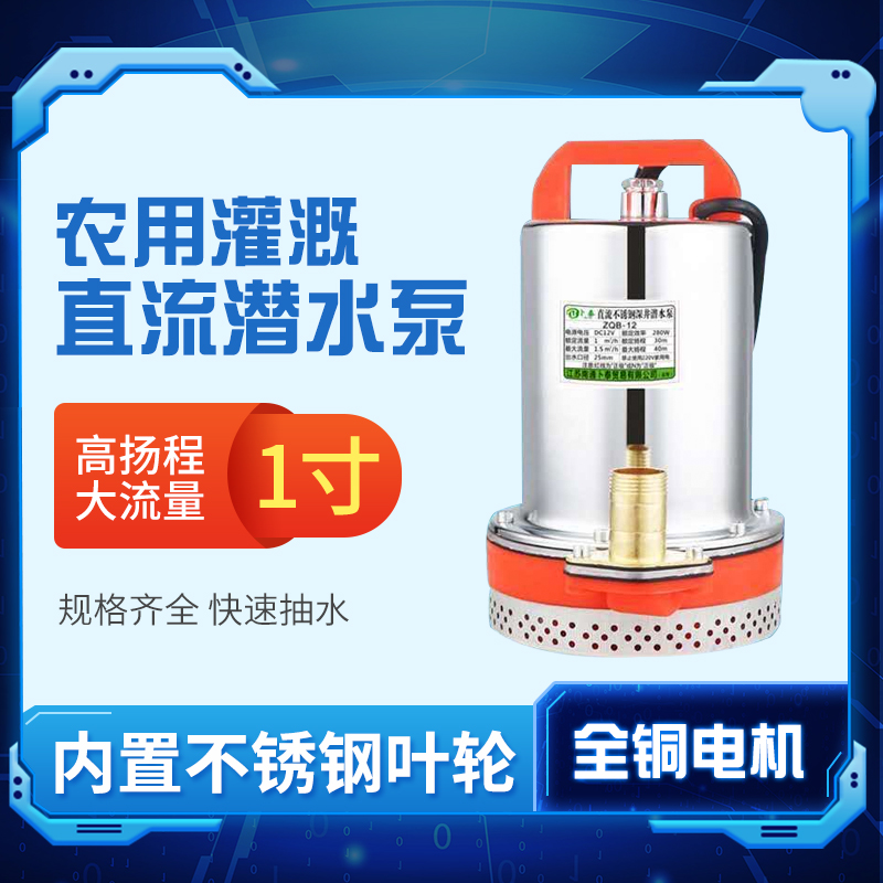 小型高扬程直流潜水泵12V24V48V60V电动车水泵电瓶车水泵抽水机