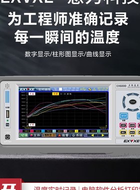 意力EX6000多路温度测试仪8~64通道巡检仪温度表无纸记录仪采集仪