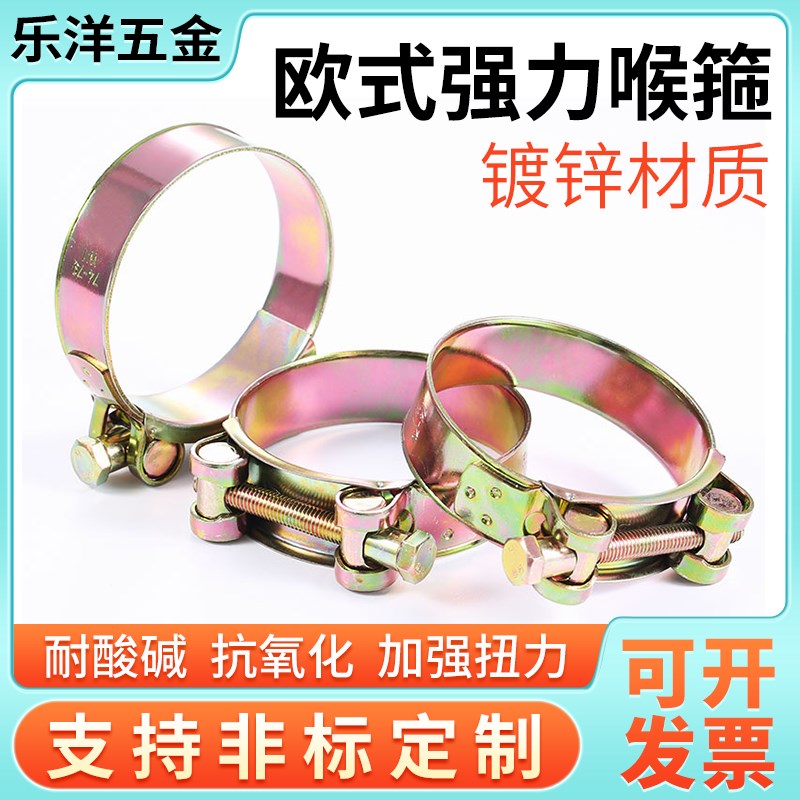 欧式强力卡箍抱箍水管固定卡子加厚管箍铁镀锌喉箍油管管卡管夹