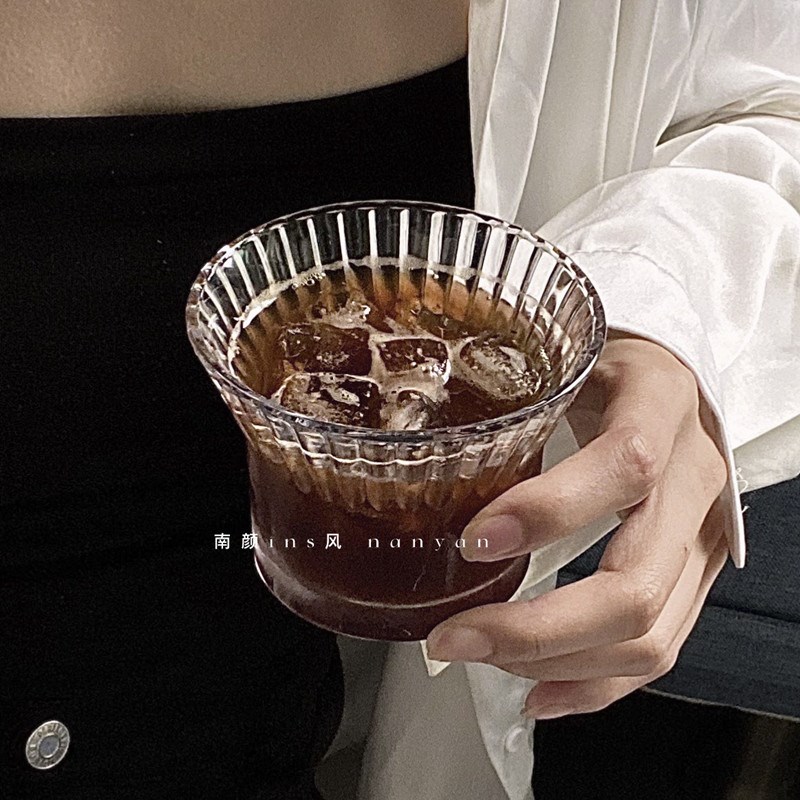 咖啡店手冲咖啡杯碟套装拿铁拉花杯澳白杯ins风高颜值花朵玻璃杯