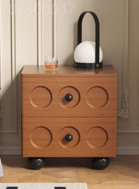 床柜储中古实木法式复古轻奢高头级感小型创69024意物高颜值烤漆