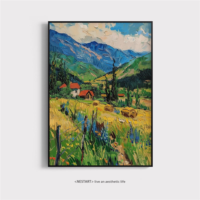 田园牧歌客厅卧室沙发单s幅走廊风景自然装饰画挂画艺术框油画壁