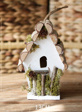 森林木质小房子木屋圣诞可爱装饰摆件花园庭院阳台创意手工杂货