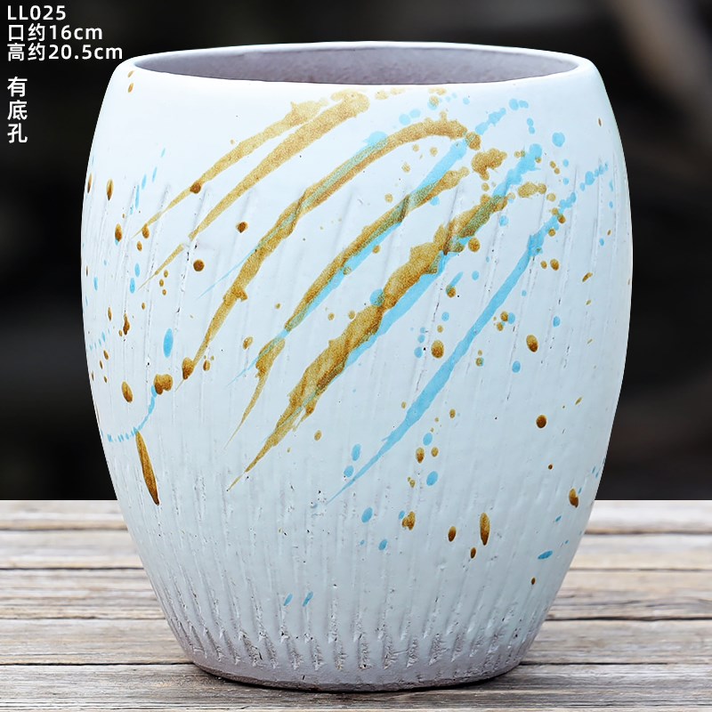 大口矮胖多肉花盆法m师老庄组合陶罐家用简约陶瓷紫砂阳台绿植包