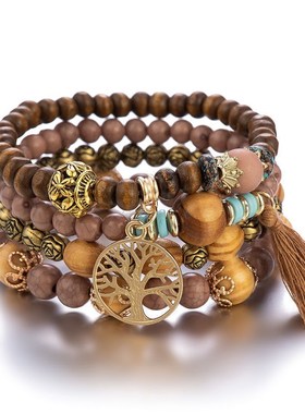 傣族云南民d族手链男女闺蜜情侣手饰配饰西双版纳旅游多层叠戴珠