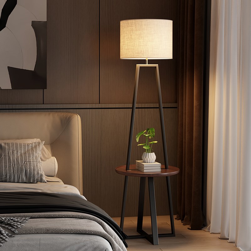 JOICaO客厅落地灯沙发边几置物架一体卧室床头落地台灯气氛灯新款