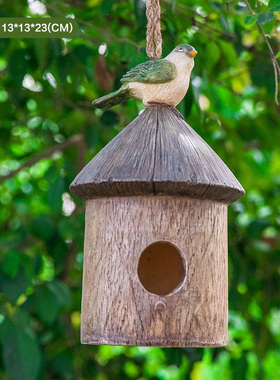 花园庭院子装饰园艺户外别墅树脂创意鸟窝鸟屋园林景观树上挂件