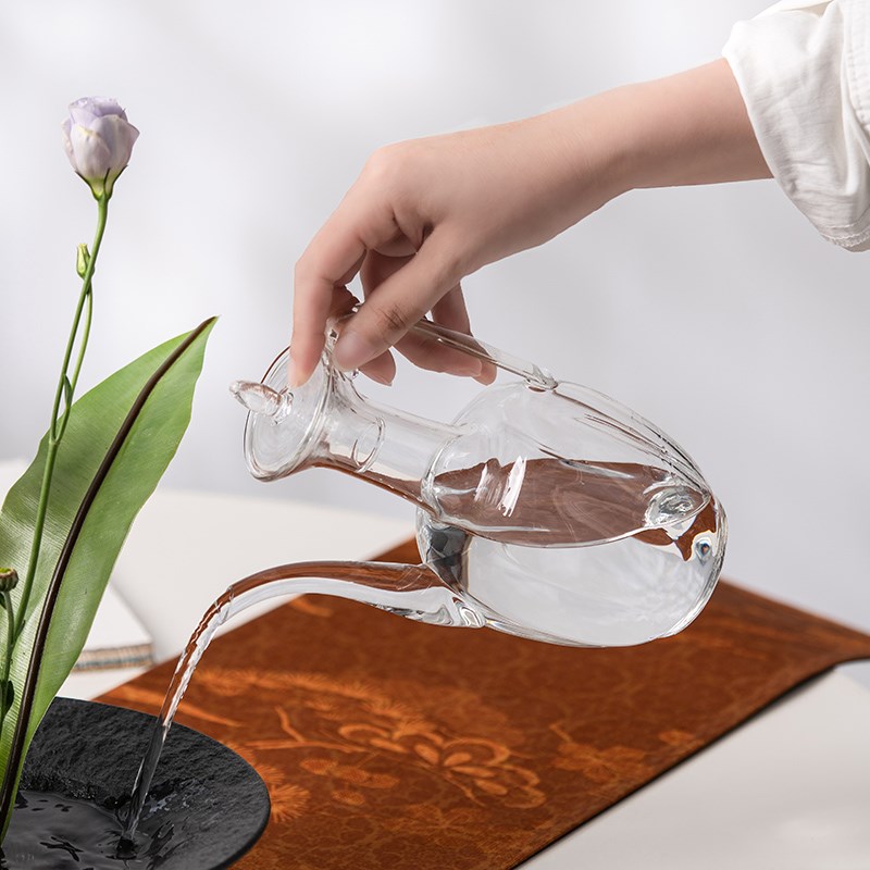 仿宋执壶玻璃水壶加水浇水教室插花桌面搭配花艺工具辅助摆件两用