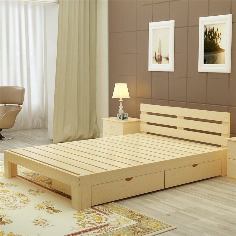 包邮实木单人床1米1.2m松木双人床1.5M大床T1.8米简易木床