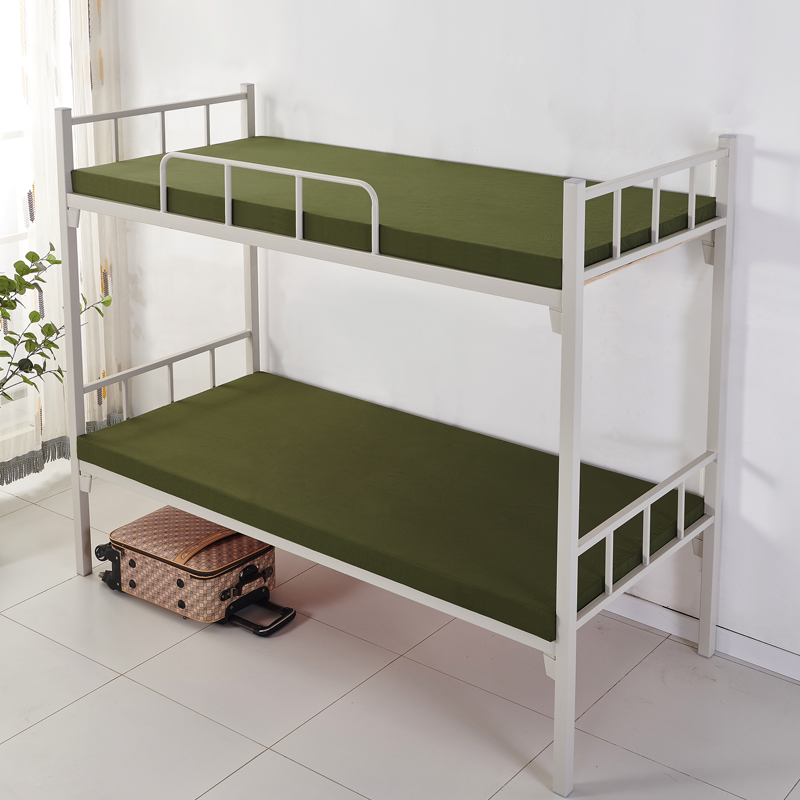 军绿色学生宿舍单人上下铺高密度海绵I床垫白色内务制式褥子加硬