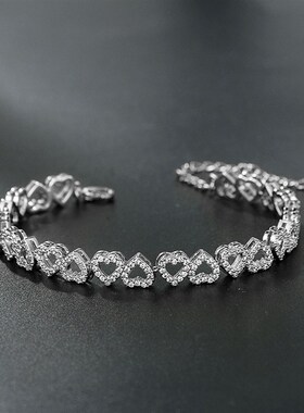 女生高级镶钻满钻手链简约时尚轻奢风女满高级O超闪礼物爱心可调