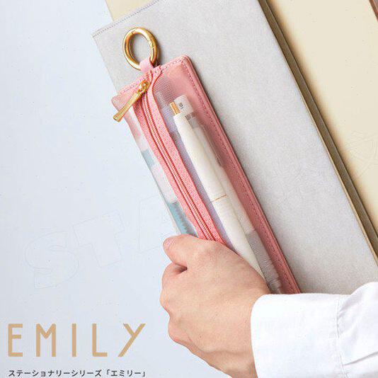 日本KINGJIM锦宫EMILy半透明扁平吊挂高颜值笔袋男女款文具收纳袋