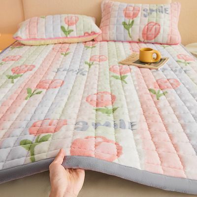 冬季加厚法兰绒床单单件单人双人牛奶绒毯珊瑚绒毛毯防.滑床盖被