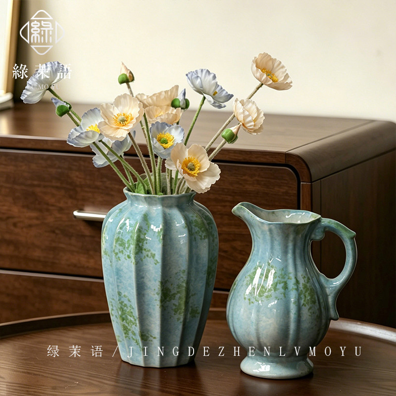 景德镇新中式轻奢高级感花瓶客厅摆件插花水培花器民宿玄关装饰罐图片
