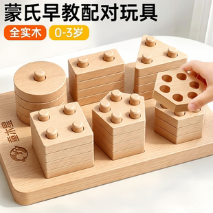 德国儿童益智玩具蒙氏实木套柱0到3岁1宝宝2积木形状配对早教儿童
