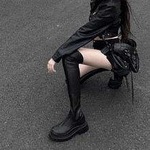 过膝长靴女2023新款秋冬小个子C高筒靴长筒袜靴弹力靴厚底增高靴