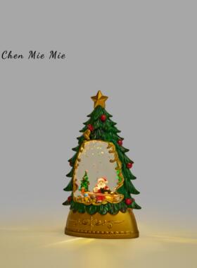 「无聊瞭看看树下的老人」圣诞节小夜灯雪人老人桌面摆件礼物装饰