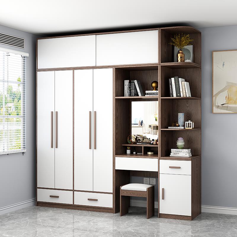 实木衣柜加梳妆台一体简约小户型带化妆桌连体书桌柜橱多功能组合