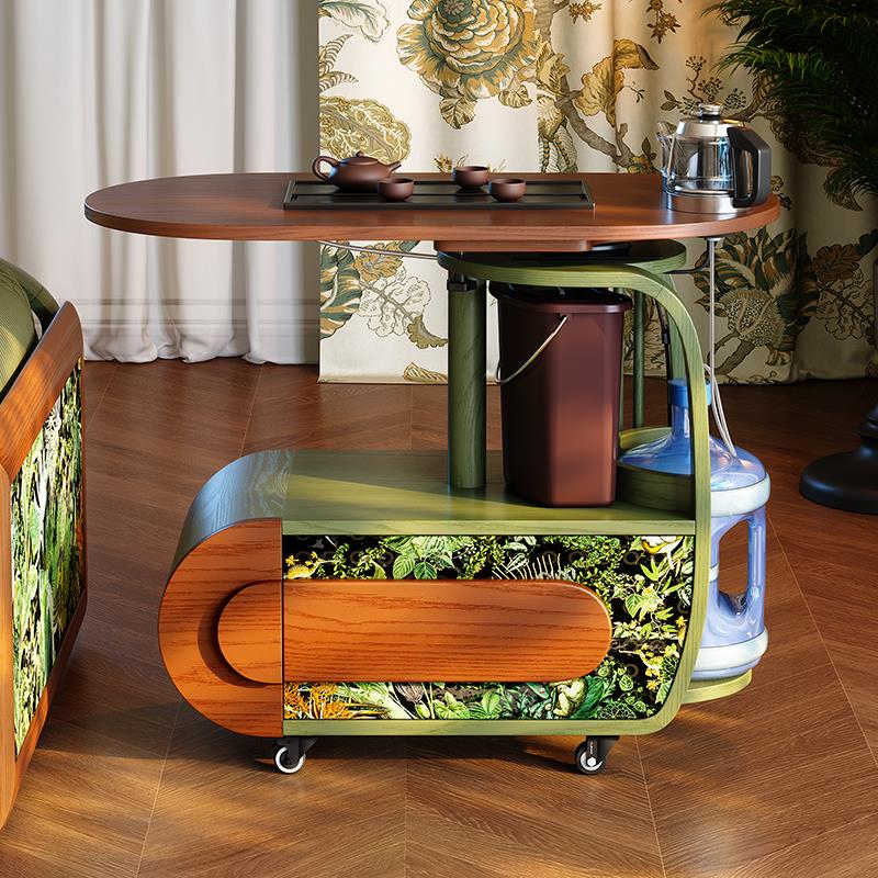 沙发侧边小推车边柜法式中古风烧水壶一体茶车多功能可移动茶水柜