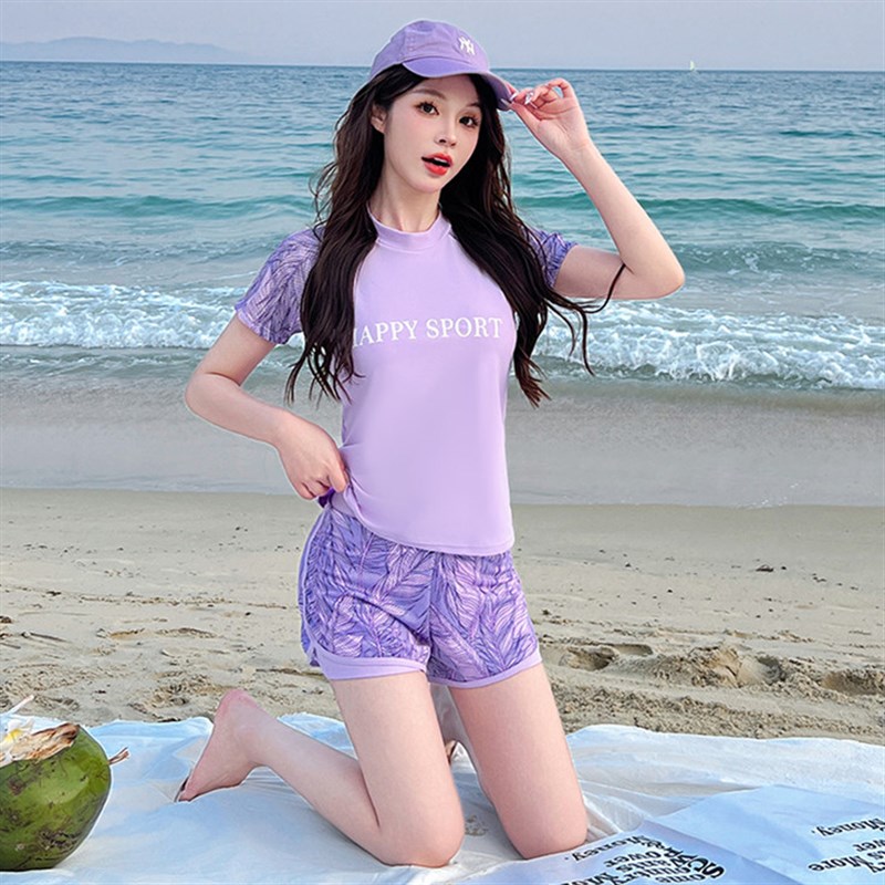 大码泳衣女款保守分体式遮肚显瘦泡温泉运H动游泳衣2025新款游泳