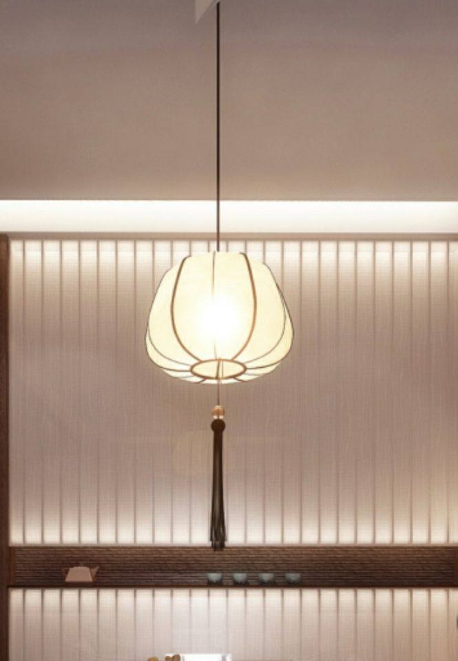 中国风新中式布艺灯具创意手绘灯笼餐厅茶楼过道书房现代仿古吊灯