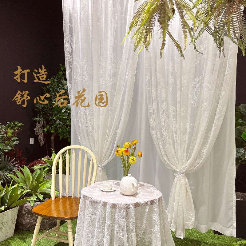 蕾丝窗纱纱帘免透光不透人法式韩式田园窗帘纱门帘飘窗法式洛可可