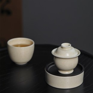 便携式 草木灰釉旅行茶具套装 户外露营泡茶壶盖W碗茶杯收纳包