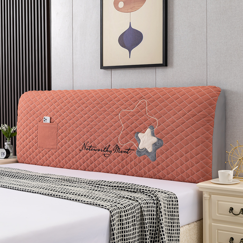 全包布艺床头罩简约现代软包床头套欧式皮床防N尘罩1.8米床保护套