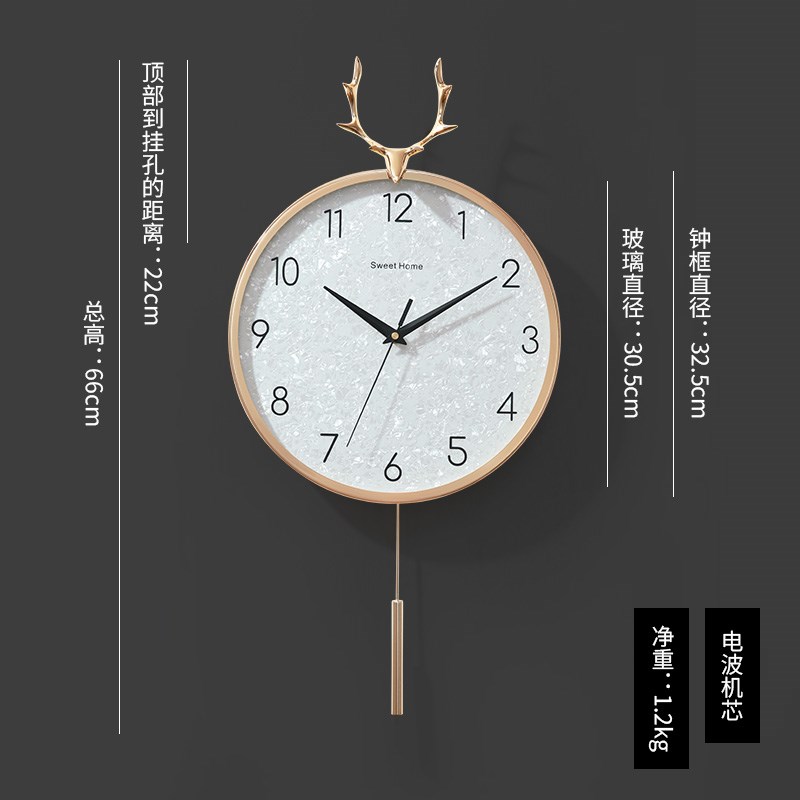 现代简约黄铜挂钟家用客厅装饰表挂墙壁I钟创意北欧时尚静音石英