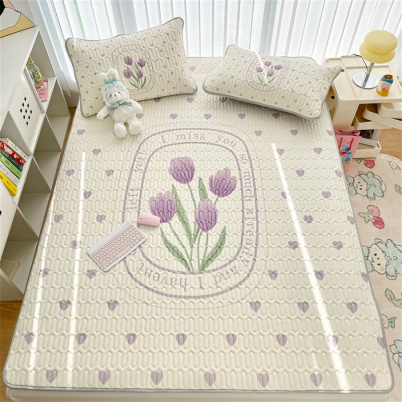 A类大版数码印花凉感丝乳胶凉席可水洗G折叠家用学生宿舍空调软席