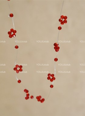YOUJUclub-野莓伏加特~氛围感红色串珠花朵鱼线少W女感项炼锁骨炼