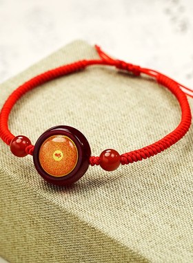 楞严咒手链琉g璃材质多色可选小圆满金刚结手绳图案定制文创饰品