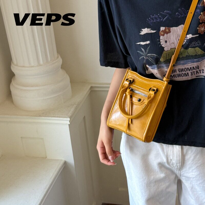 VEPS迷你托特小包女复古手提小方包精致百搭休闲单肩斜挎包手机包