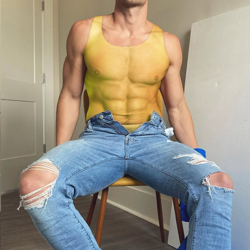 ADANNU男士超薄隐形打底衣塑型锁温保暖透气背心透明纯色性感运动