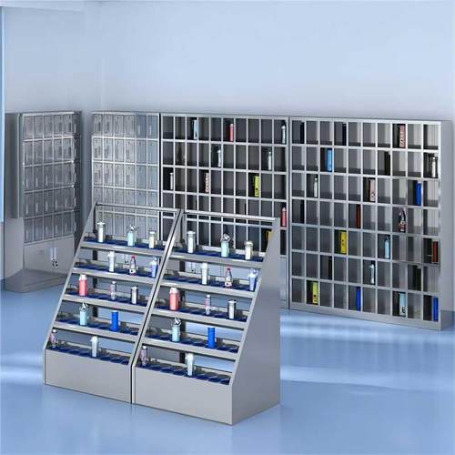 304不锈钢水杯柜员工茶杯放置架工厂车间学校休息室茶水间多格柜