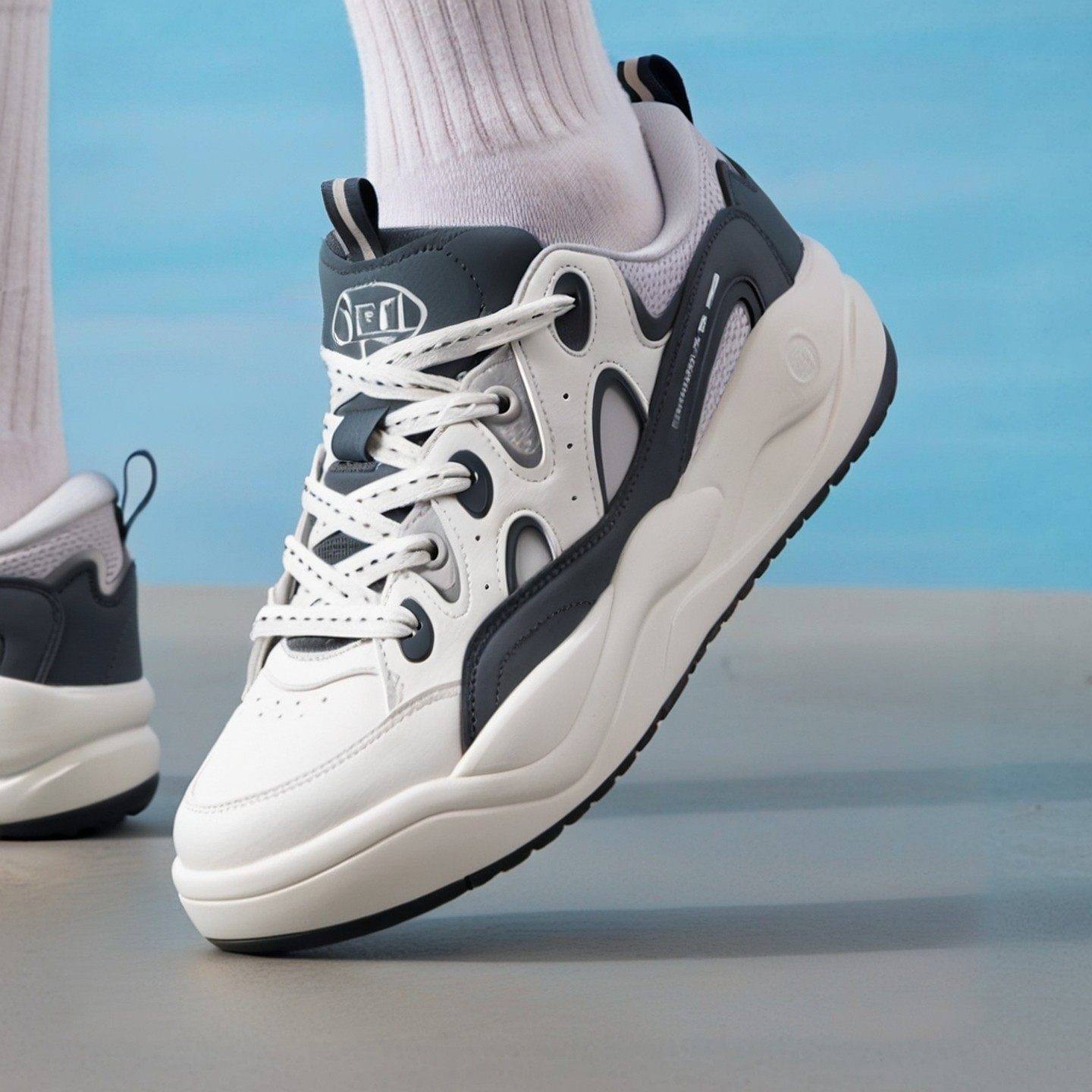 特步板鞋男子休闲运动风系带低帮运动鞋圆头百搭款时尚潮流日常,运动鞋new,跑步鞋,淘宝优惠券,粉丝福利购,淘宝优惠卷