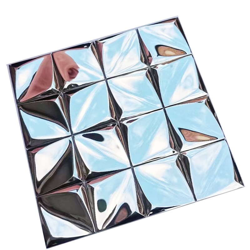 3D立体金属不锈钢马赛r克镜面瓷砖玄关客厅卫生间吧台KTV背景墙砖