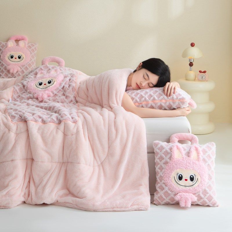 加厚加绒图拉拉抱枕被子两用汽车载午休盖被办公室宿舍冬季折叠毯,居家布艺,抱枕被,淘宝优惠券,粉丝福利购,淘宝优惠卷