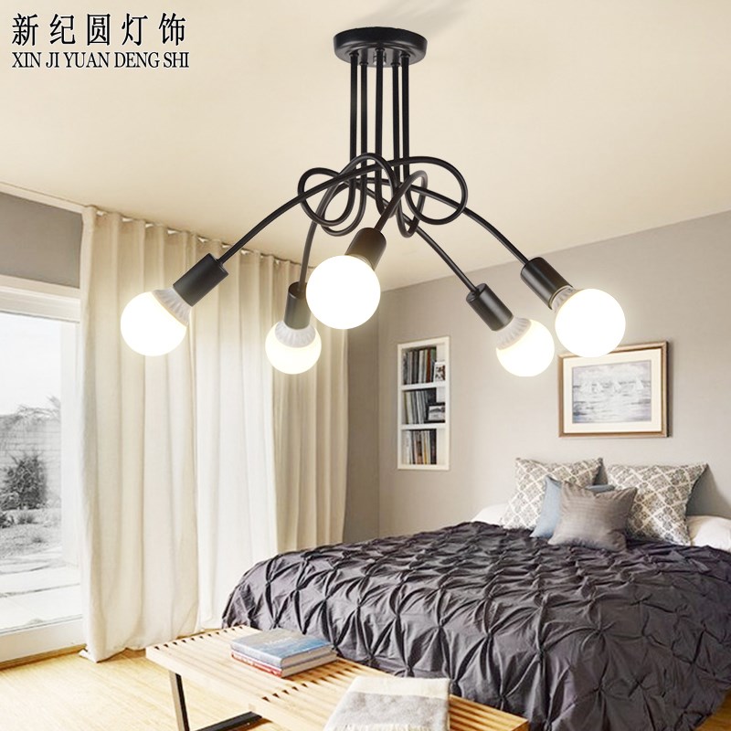 北欧餐厅铁艺术吸顶灯现代简约书房小卧室灯O具个性创意客厅吸顶