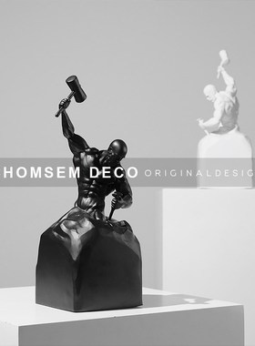 现代办公室书柜h励志人物雕塑摆件样板间客厅玄关酒柜电视柜软装