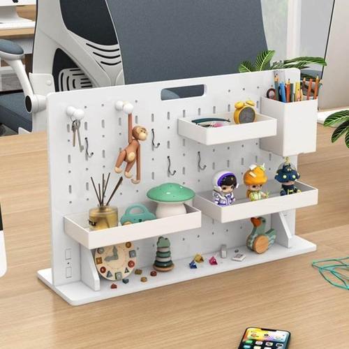 桌面洞洞板置物架免打孔立式办公室工位收纳架宿舍隔板配件整理架