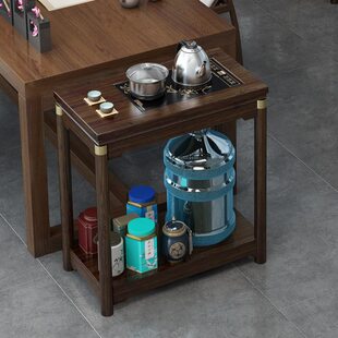 茶桌家用小茶台边柜侧柜实木泡茶吧茶几烧水壶一体水桶架茶水柜子