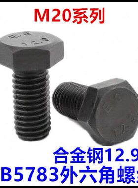 12.9级黑色GB5783六角头螺栓外六角全牙螺丝M20*40*45*50*75*80