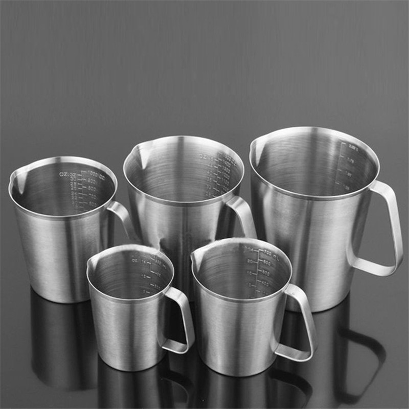 咖啡拉花杯304不锈钢拉花缸 1000ml带刻度P量杯咖啡壶打奶泡拉花